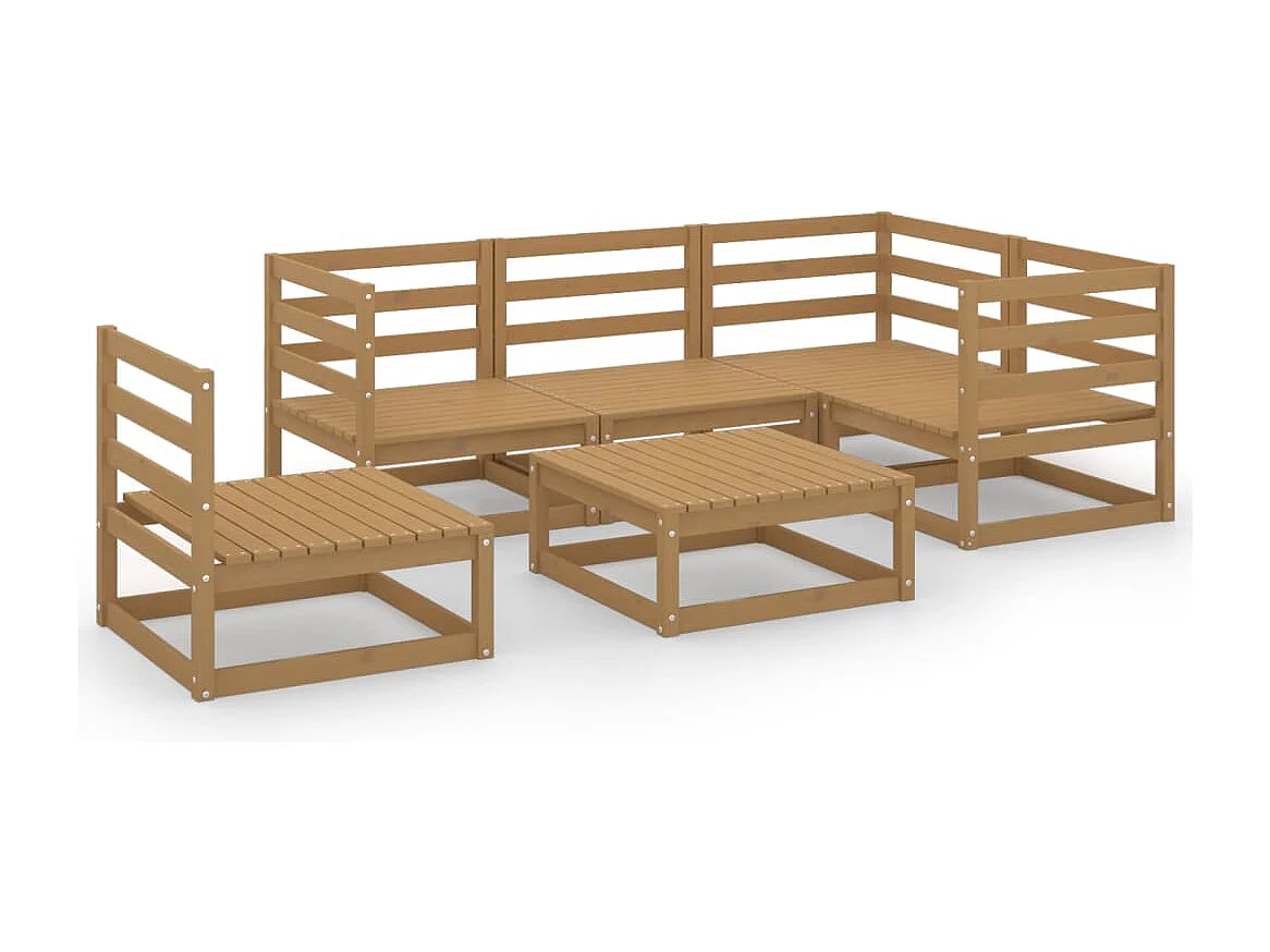 Set Salotto da Giardino 6pz Marrone Ambra Legno Massello Pino