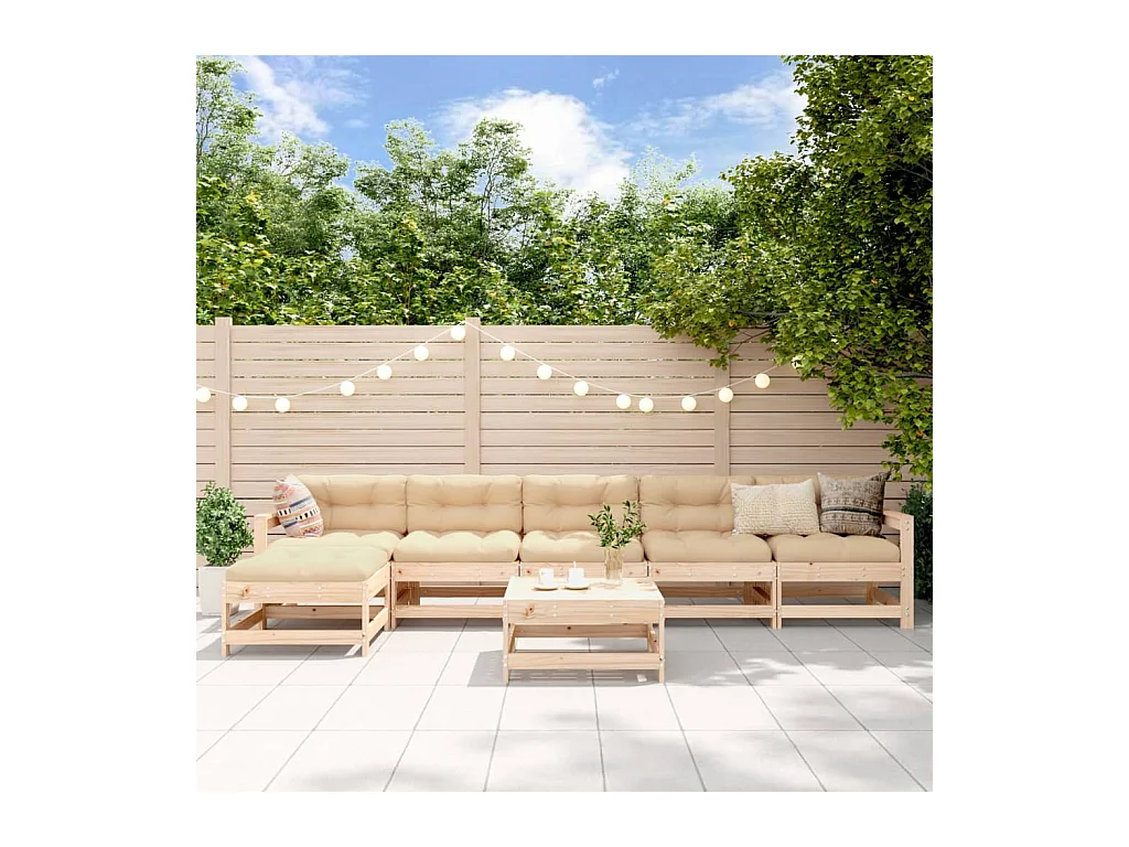Salon de jardin 7 pcs Bois de pin massif