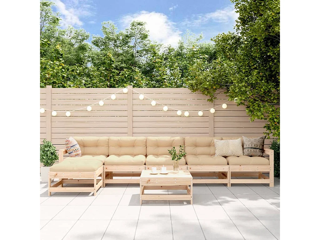 Salon de jardin 7 pcs Bois de pin massif