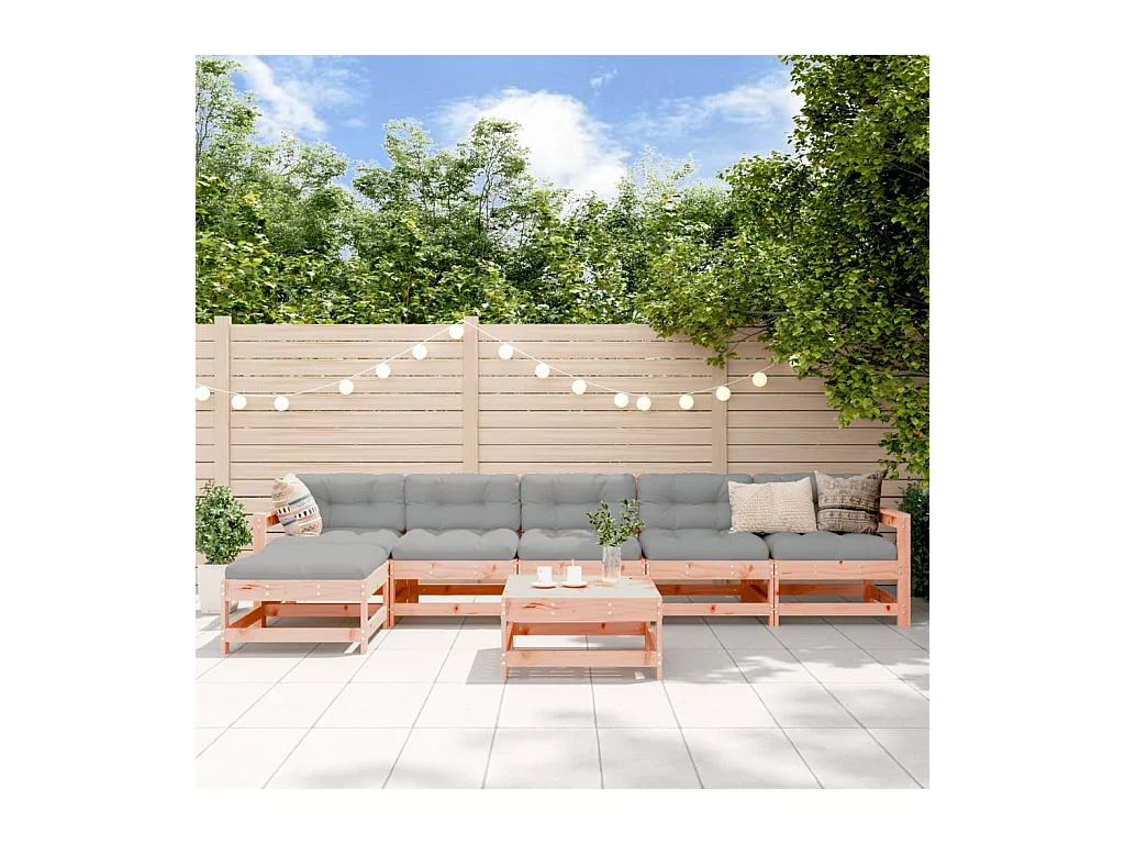Set Divani Giardino 7 pz con Cuscini Legno Massello di Douglas