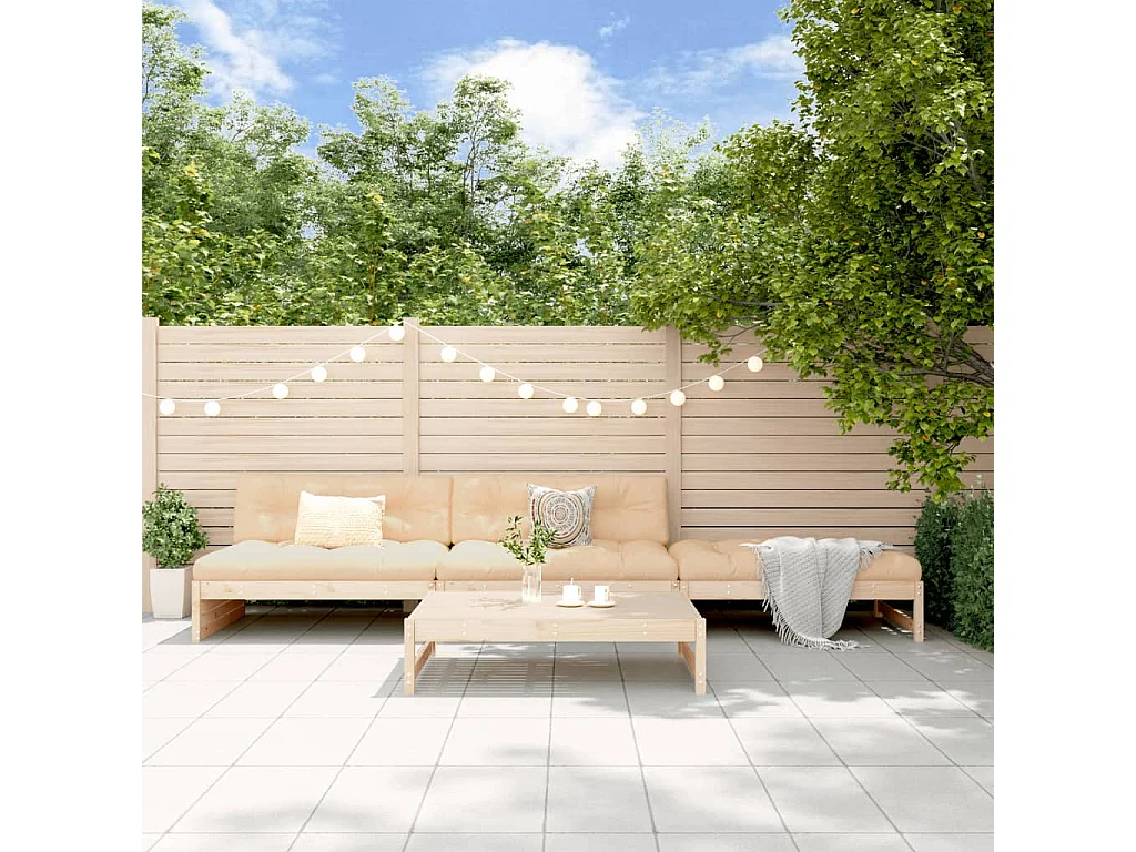 4-tlg. Garten-Lounge-Set Massivholz Kiefer