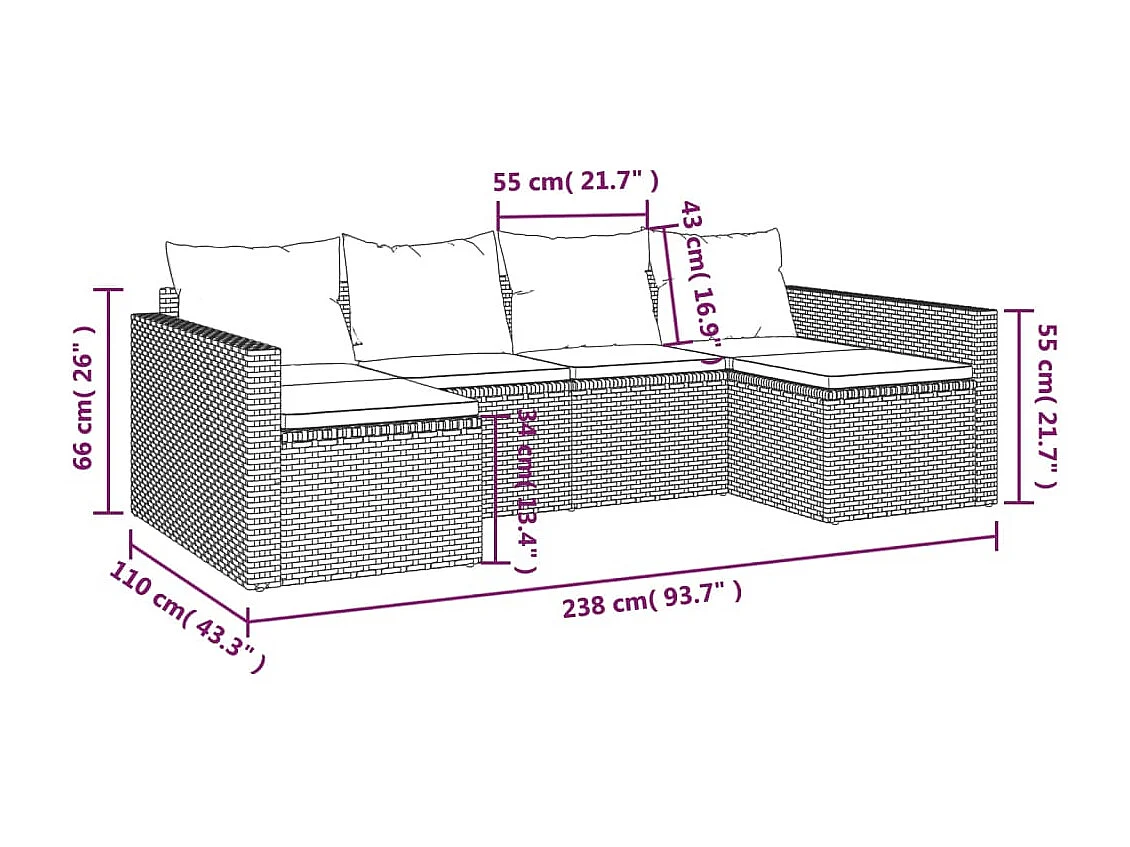 Set di Divani da Giardino 2 pz con Cuscini in Polyrattan Grigio