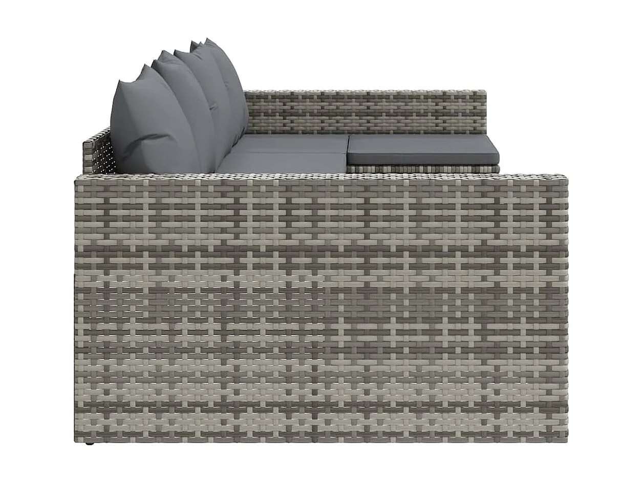 Salon de jardin 2 pcs avec coussins Gris Résine tressée