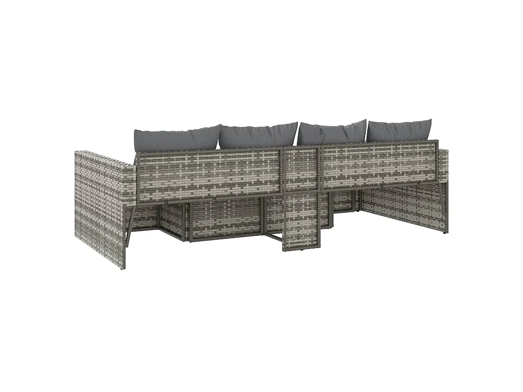2-tlg. Garten-Lounge-Set mit Kissen Grau Poly Rattan