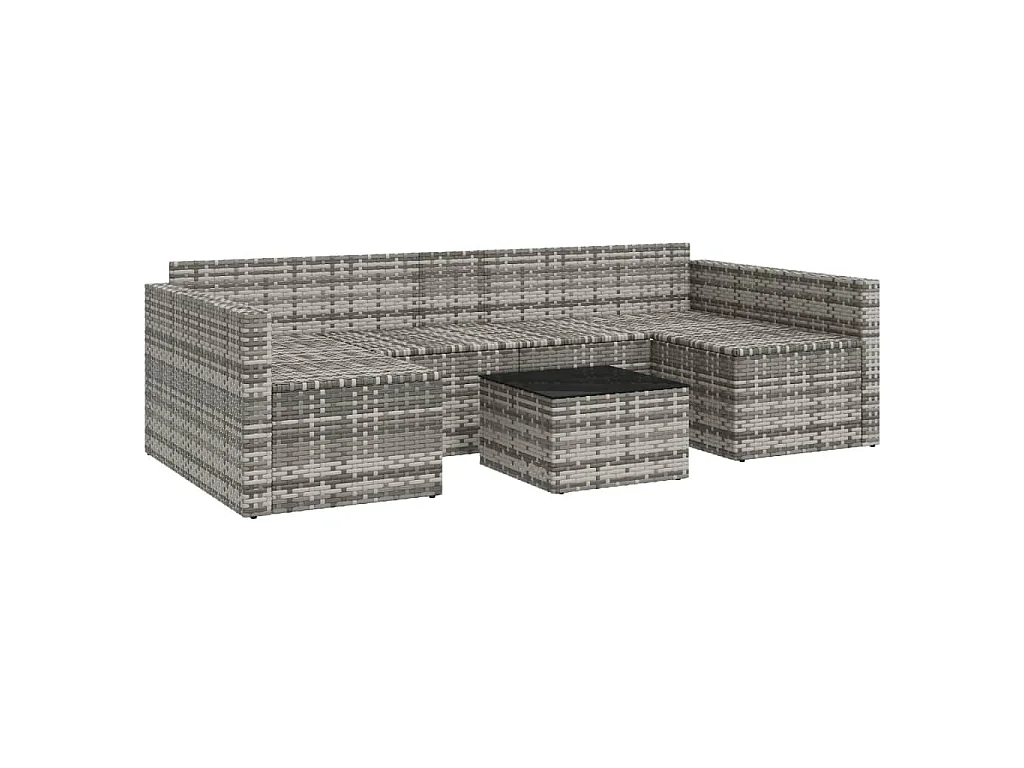 2-tlg. Garten-Lounge-Set mit Kissen Grau Poly Rattan