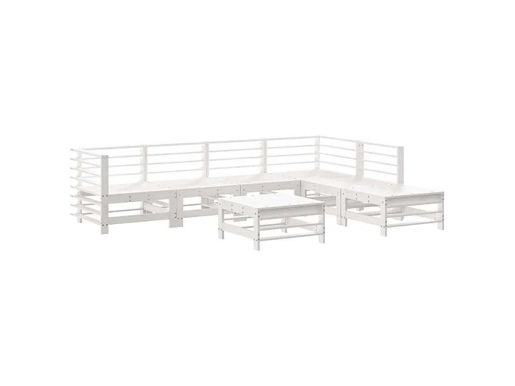 7-tlg. Garten-Lounge-Set Weiß Massivholz Kiefer