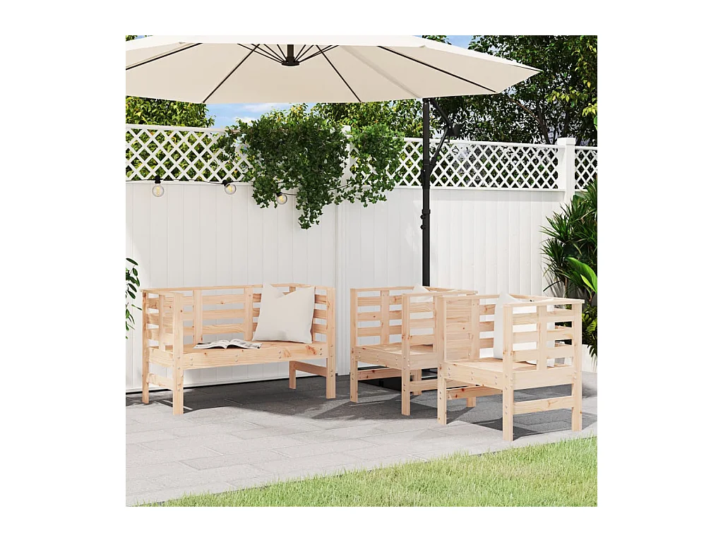 Salon de jardin 3 pcs bois massif de pin