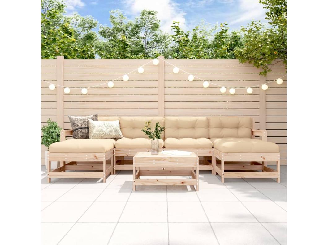 Salon de jardin 7 pcs Bois de pin massif