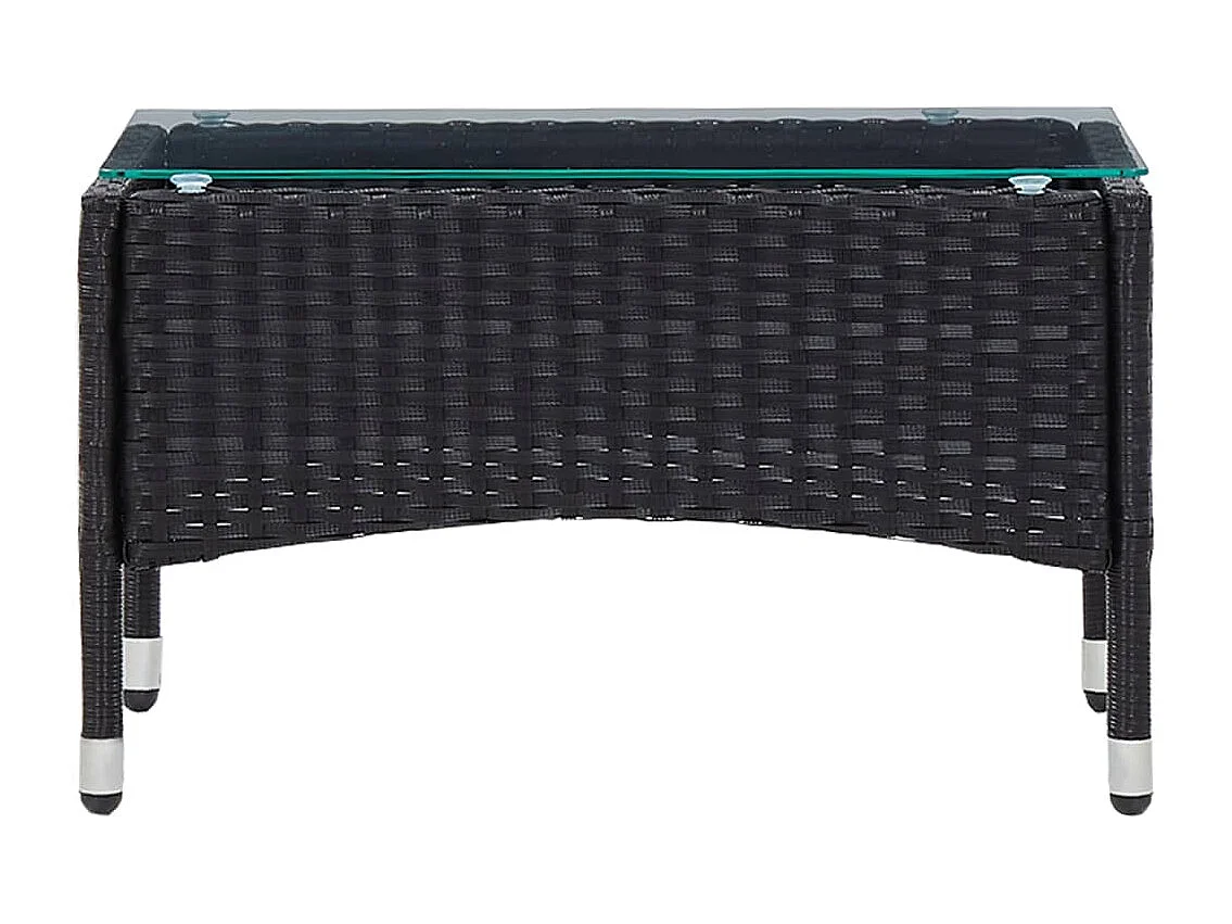 Salon de jardin 4 pcs avec coussins Résine tressée Noir