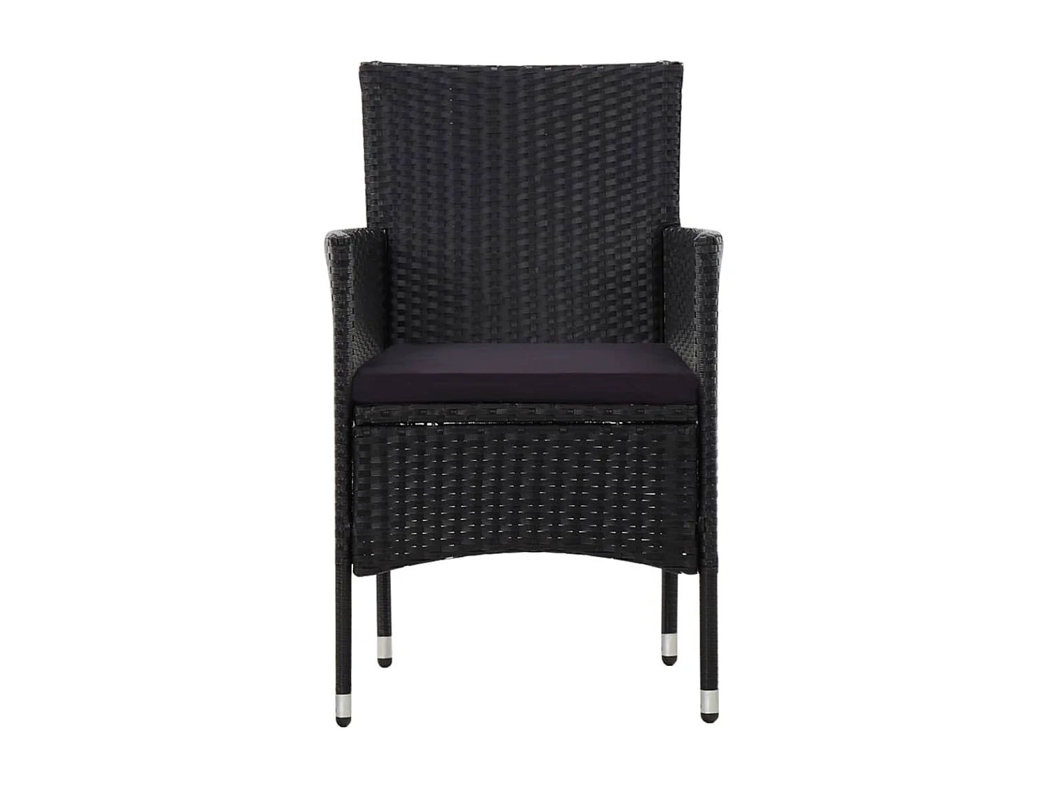 Salon de jardin 4 pcs avec coussins Résine tressée Noir