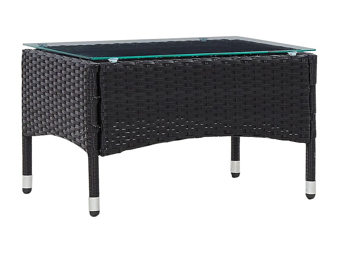 Salon de jardin 4 pcs avec coussins Résine tressée Noir