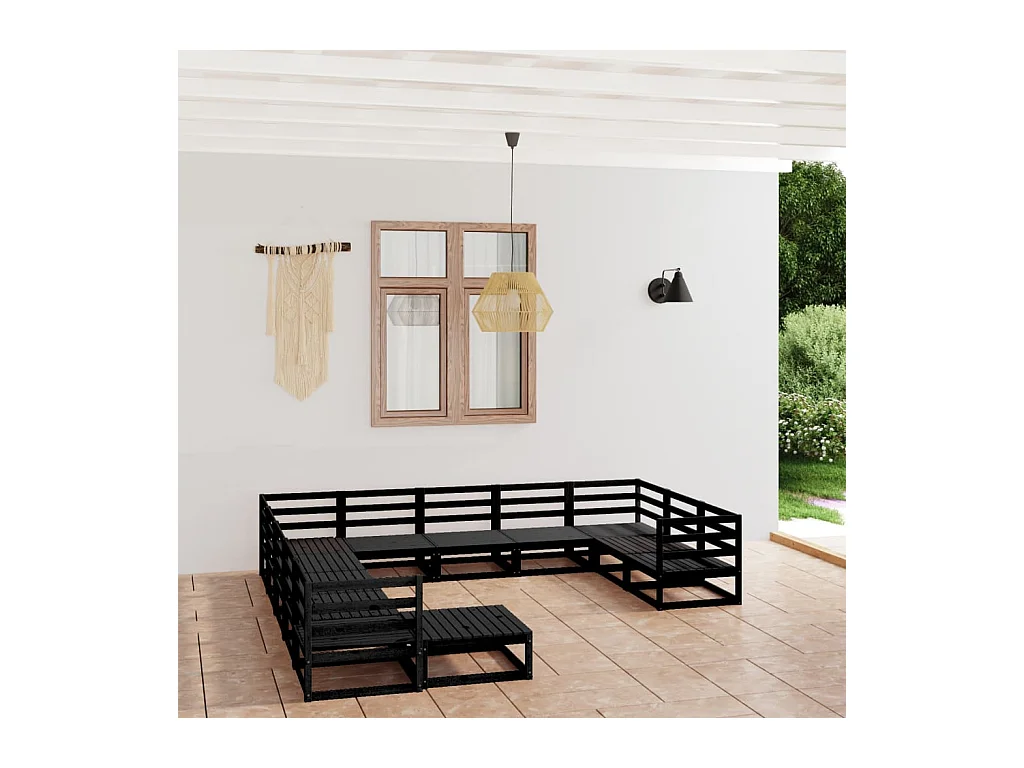 Set Divani da Giardino 12 pz in Legno Massello di Pino
