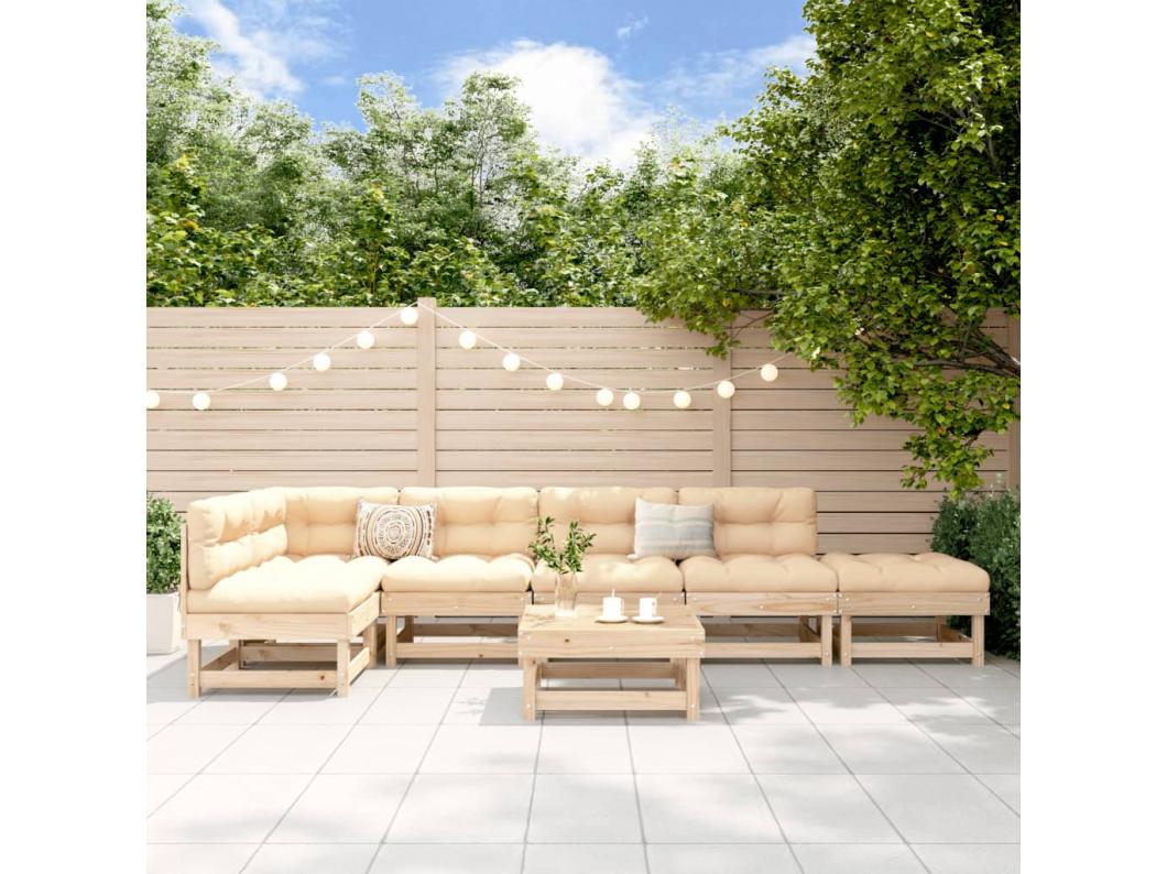 7-delige Loungeset massief grenenhout