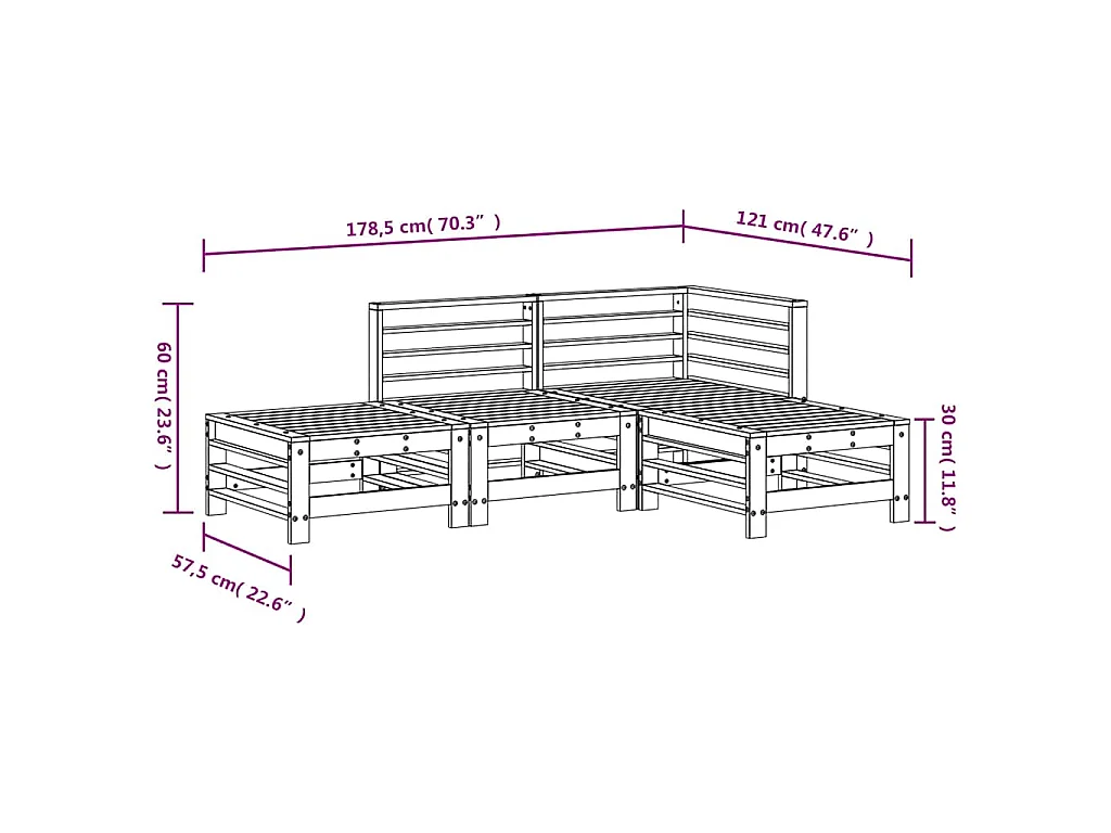 Juego de muebles de jardín 4 pzas madera maciza abeto Douglas