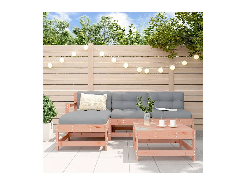 Salon de jardin 5 pcs avec coussins bois massif douglas