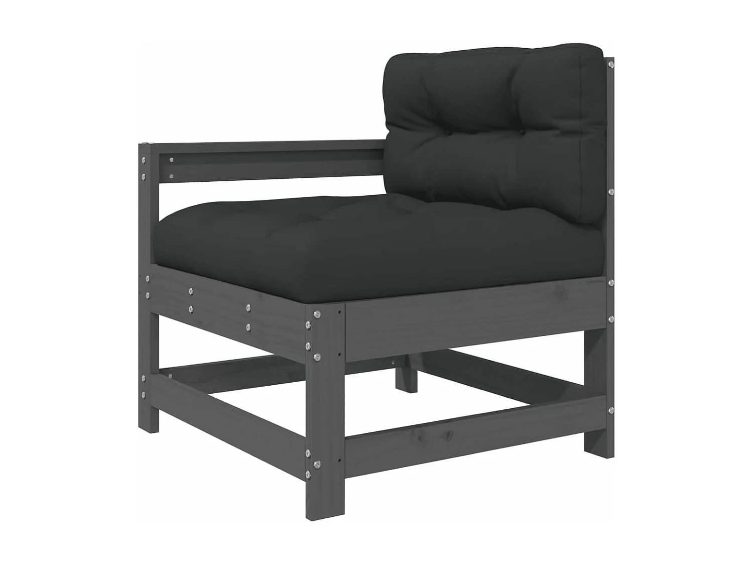 10pcs conjunto lounge jardim c/ almofadões madeira maciça cinza