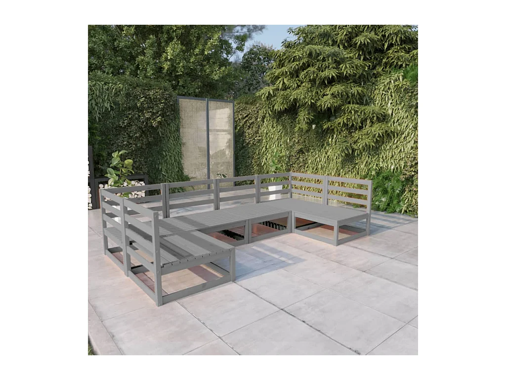 Set Divani da Giardino 6 pz in Legno Massello di Pino