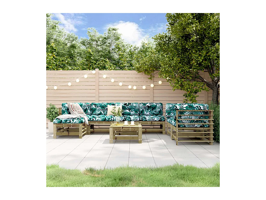 Set Salotto da Giardino 8 pz in Legno Impregnato di Pino