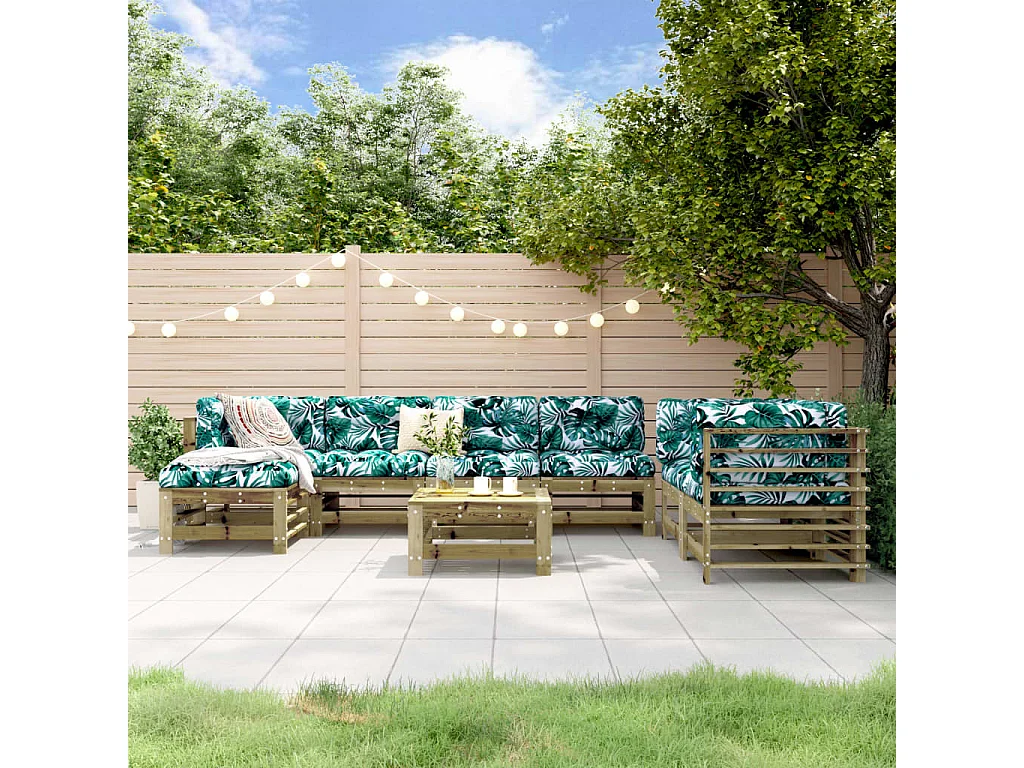 Salon de jardin 8 pcs bois de pin imprégné