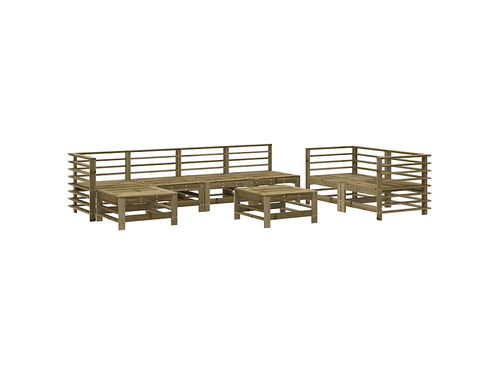 Salon de jardin 8 pcs bois de pin imprégné