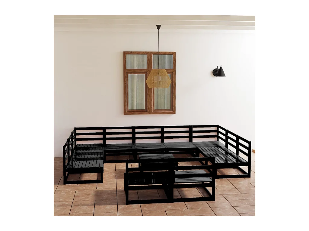 Set Divani da Giardino 12 pz in Legno Massello di Pino