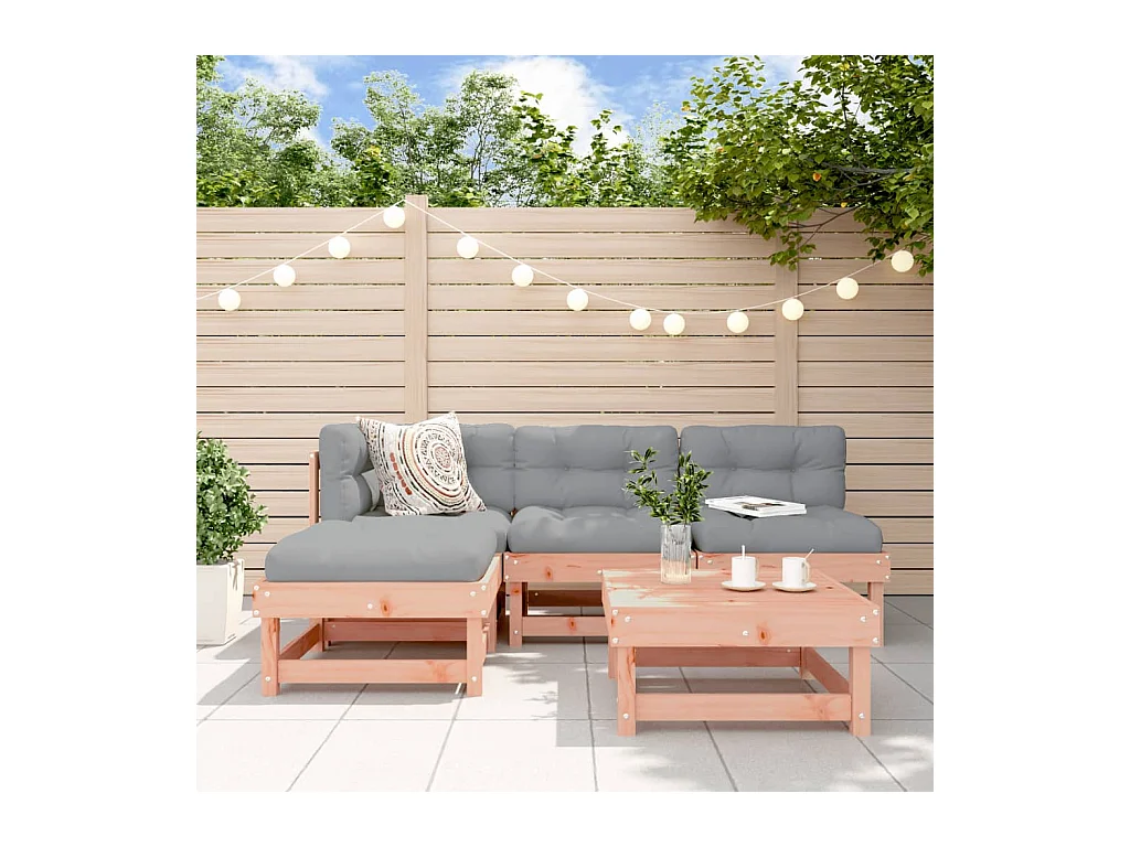 Salon de jardin 5 pcs avec coussins bois massif douglas