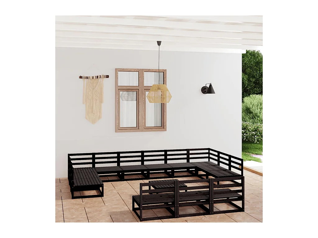14-delige Loungeset massief grenenhout