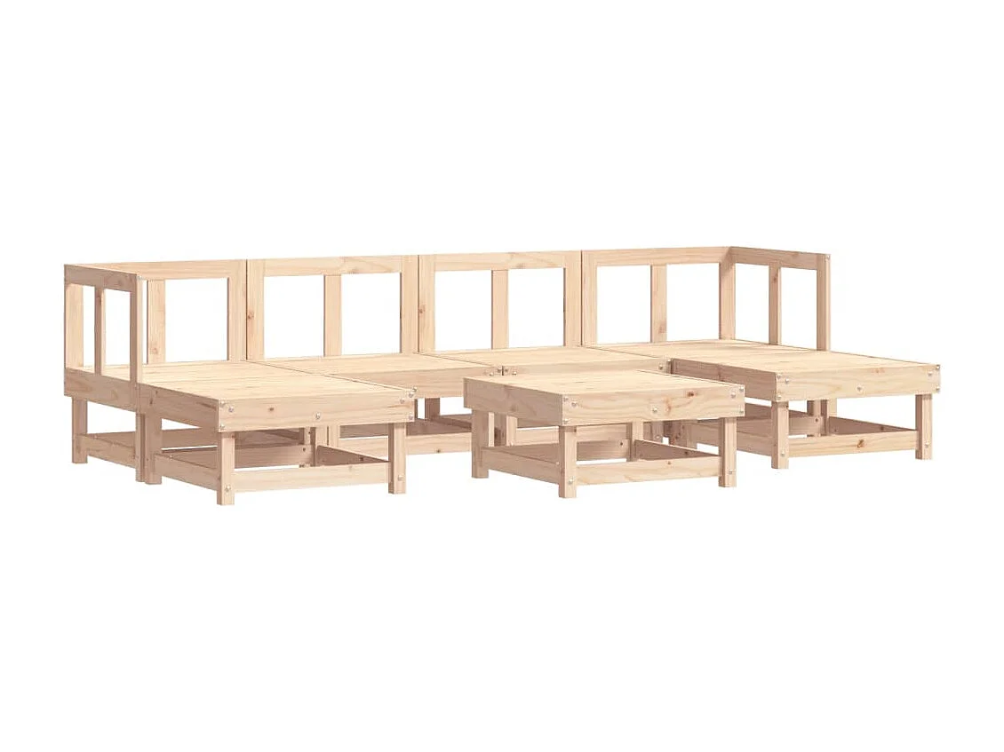 7 pcs conjunto lounge de jardim pinho maciço