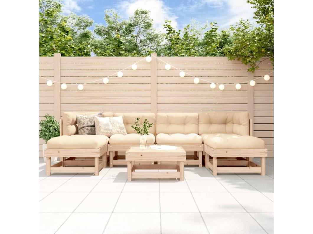 Salon de jardin 7 pcs Bois de pin massif