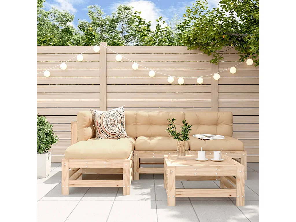 5-tlg. Garten-Lounge-Set Massivholz Kiefer