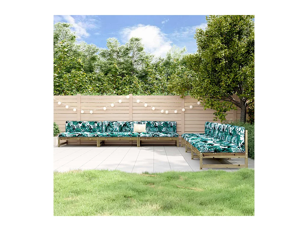 Salon de jardin 6 pcs bois de pin imprégné