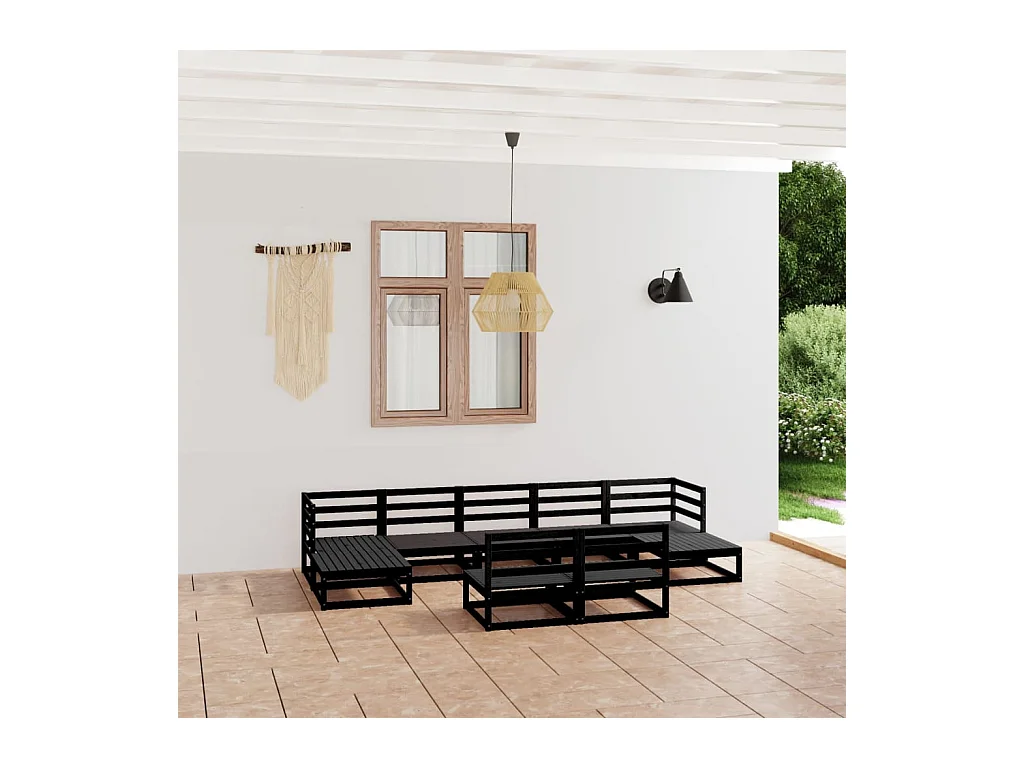 Set Divani da Giardino 9 pz in Legno Massello di Pino
