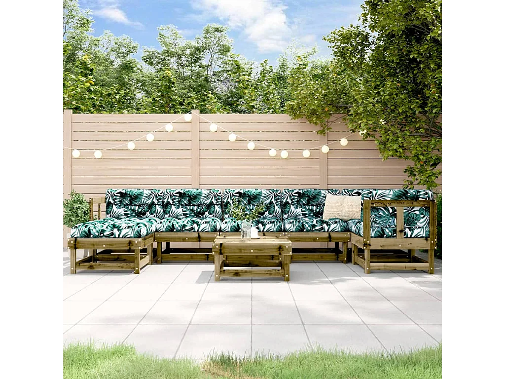 8-tlg. Garten-Lounge-Set mit Kissen Imprägniertes Kiefernholz