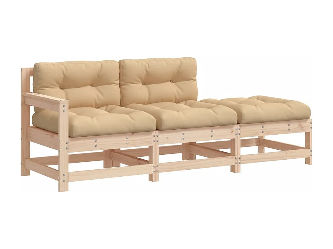 Set Divani da Giardino 7 pz con Cuscini in Legno Massello
