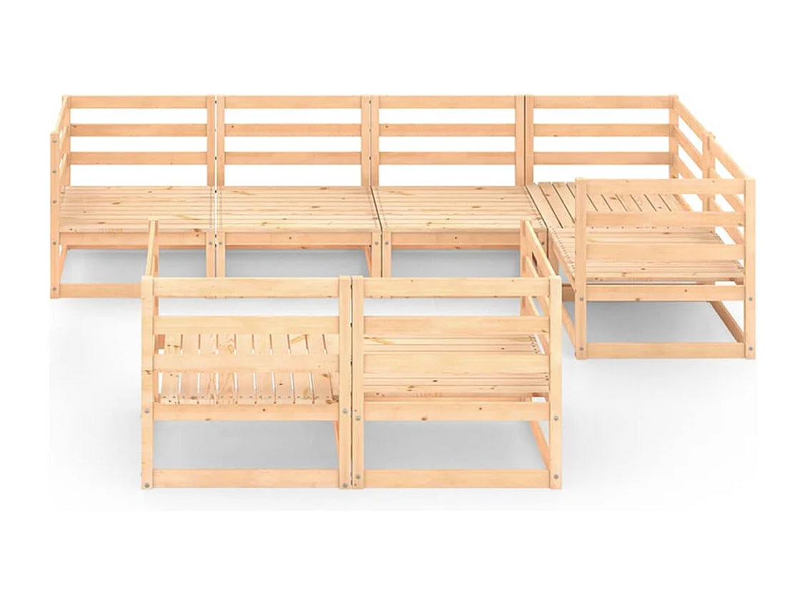 Set Divani da Giardino 7 pz in Legno Massello di Pino