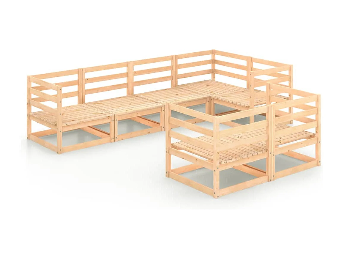 Salon de jardin 7 pcs bois de pin massif