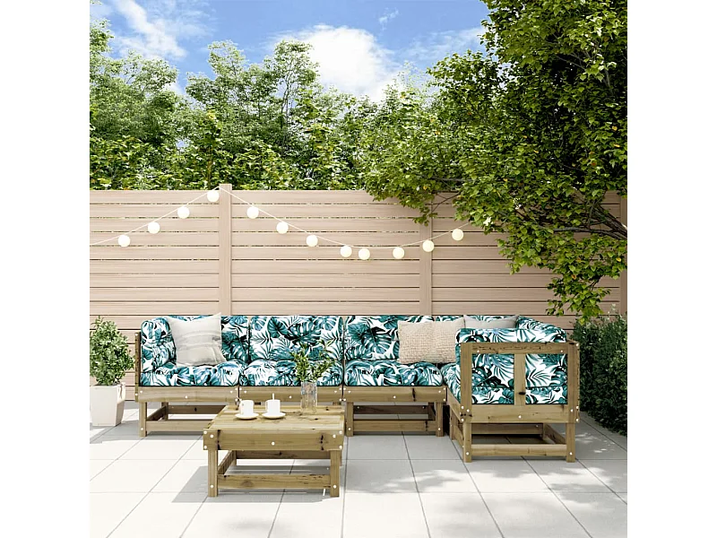 Set Salotto da Giardino 6 pz in Legno Impregnato di Pino