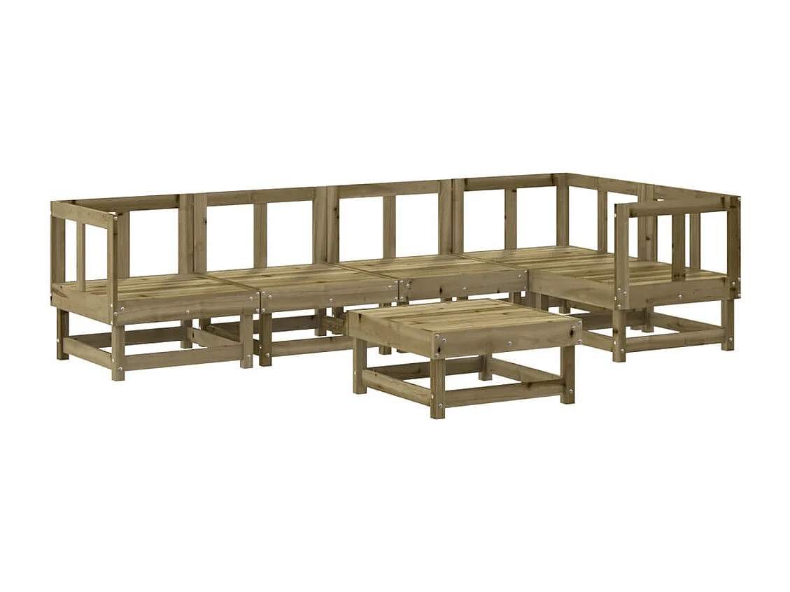 Salon de jardin 6 pcs bois de pin imprégné