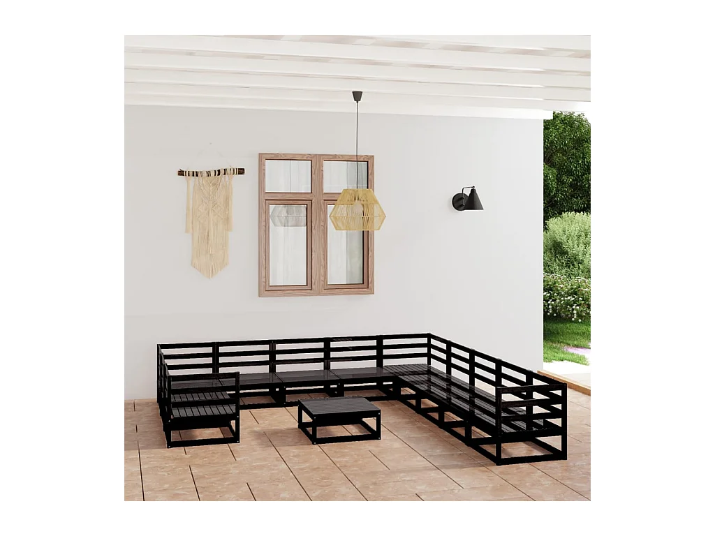 12-delige Loungeset massief grenenhout