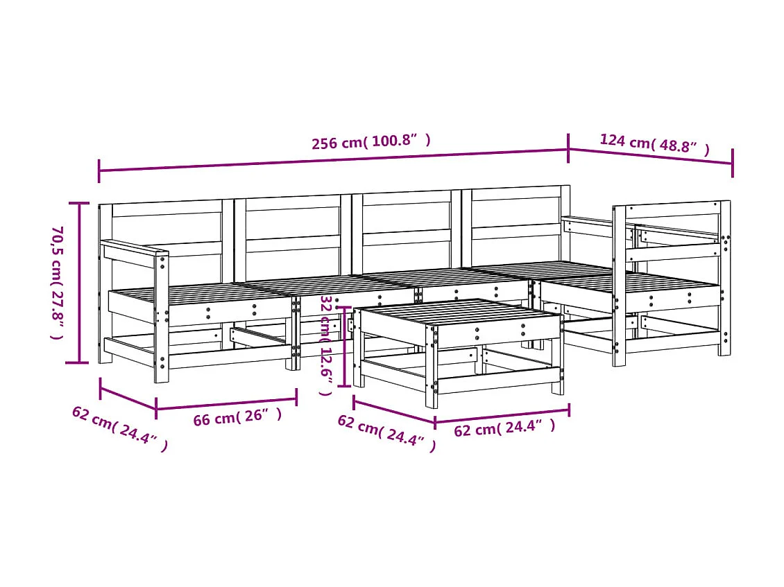 6-delige Loungeset geïmpregneerd grenenhout