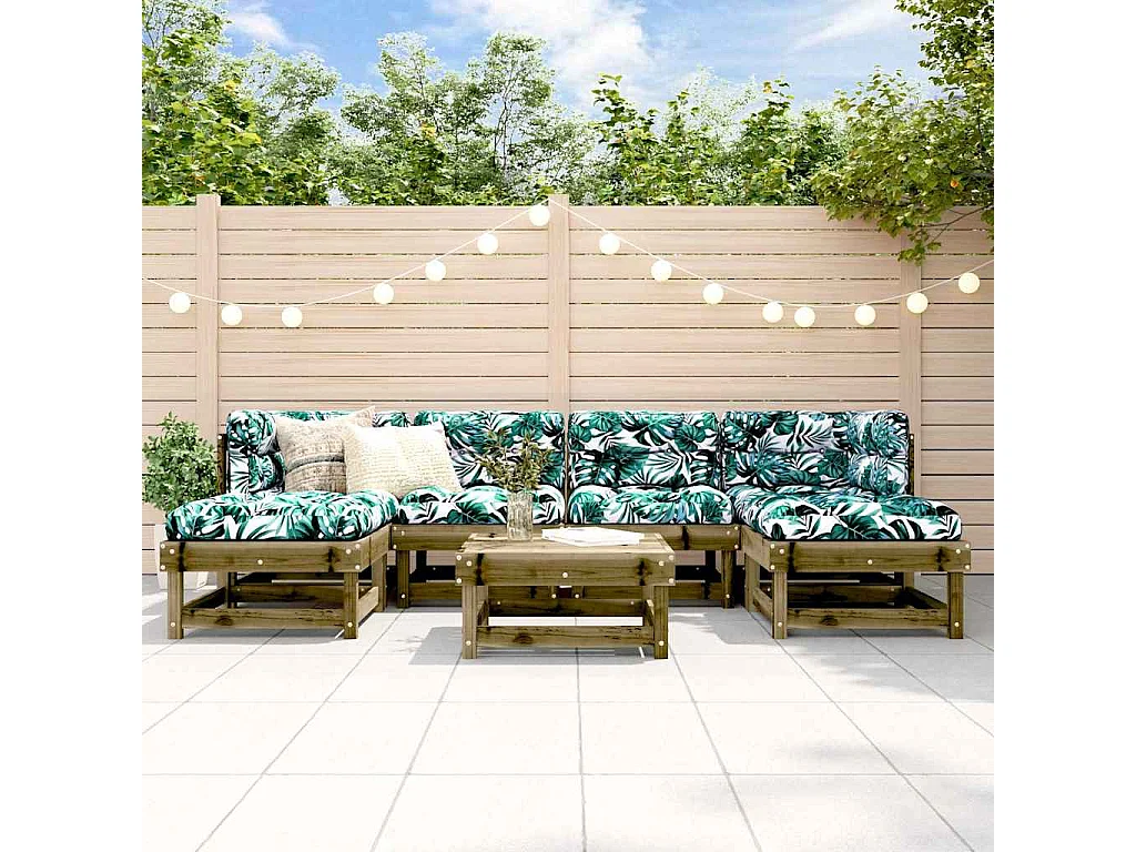 7-delige Loungeset met kussens geïmpregneerd grenenhout