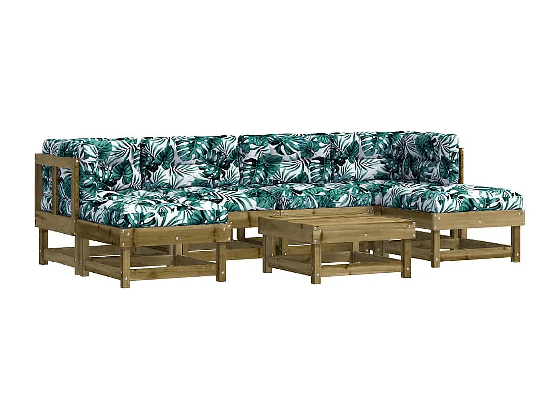 7-delige Loungeset met kussens geïmpregneerd grenenhout