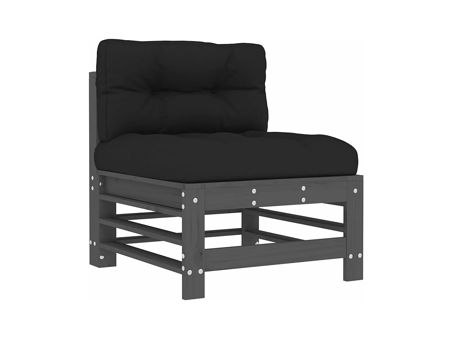 Set Divani da Giardino 6pz con Cuscini in Legno Massello Grigio