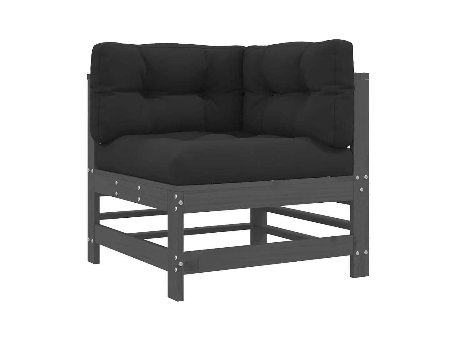 Set Divani da Giardino 6pz con Cuscini in Legno Massello Grigio