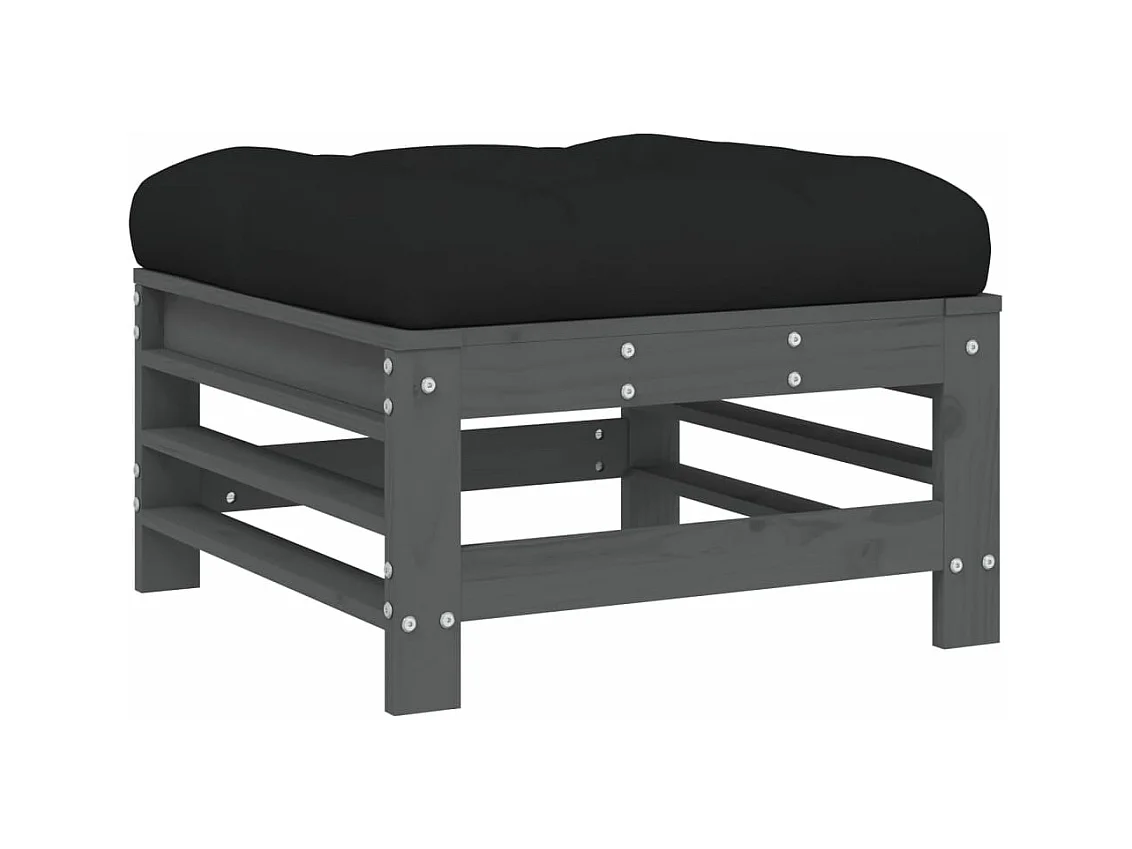 Set Divani da Giardino 6pz con Cuscini in Legno Massello Grigio