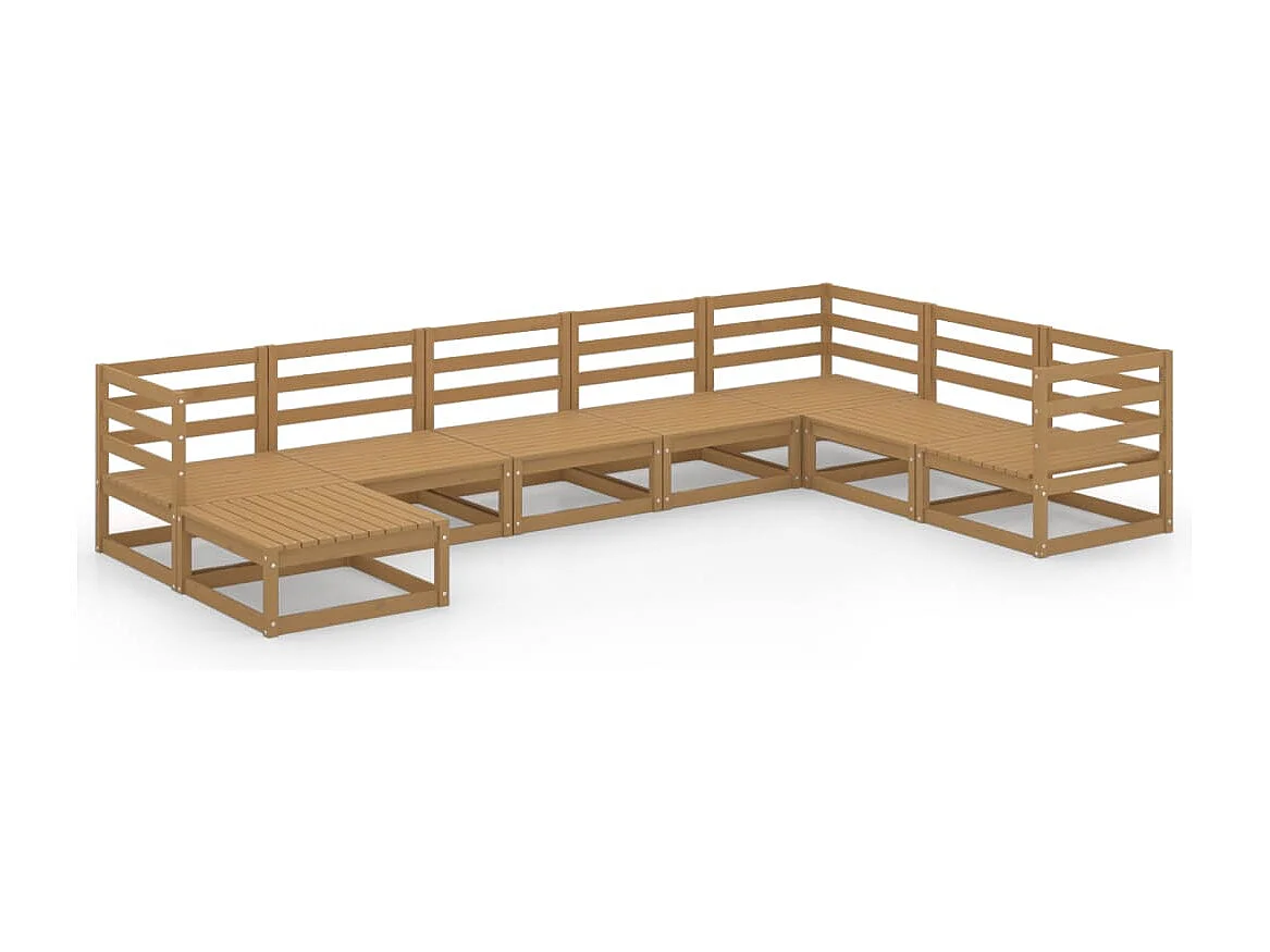 Set Salotto da Giardino 8pz Marrone Ambra Legno Massello Pino