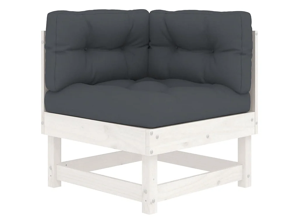 6-delige Loungeset met kussens massief hout wit