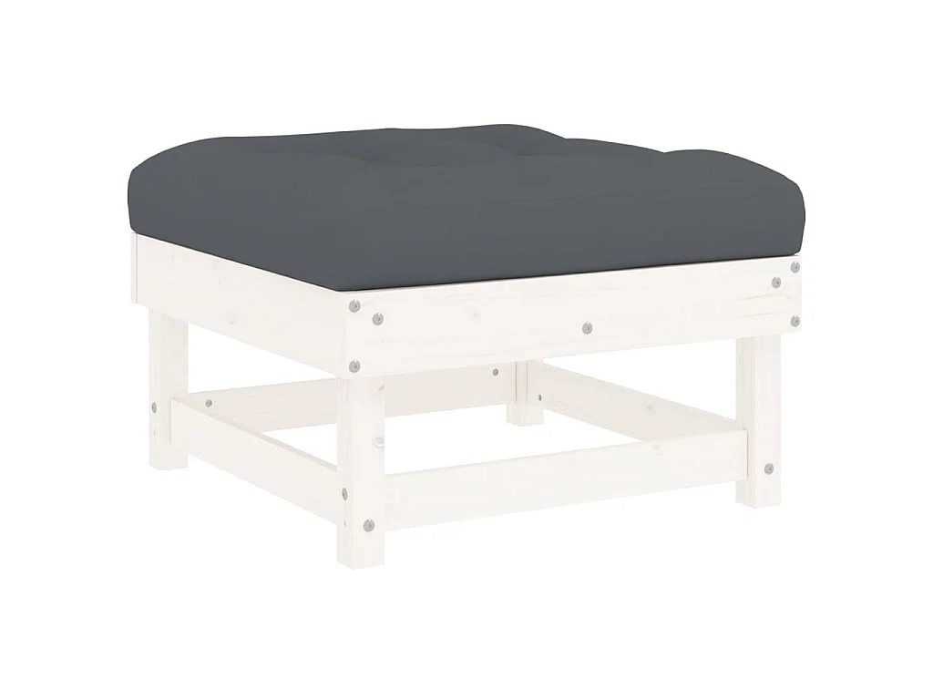 6-delige Loungeset met kussens massief hout wit