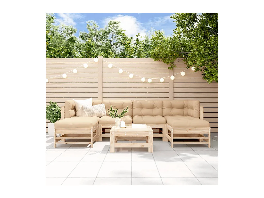 Set Salotto da Giardino 7 pz in Legno Massello di Pino
