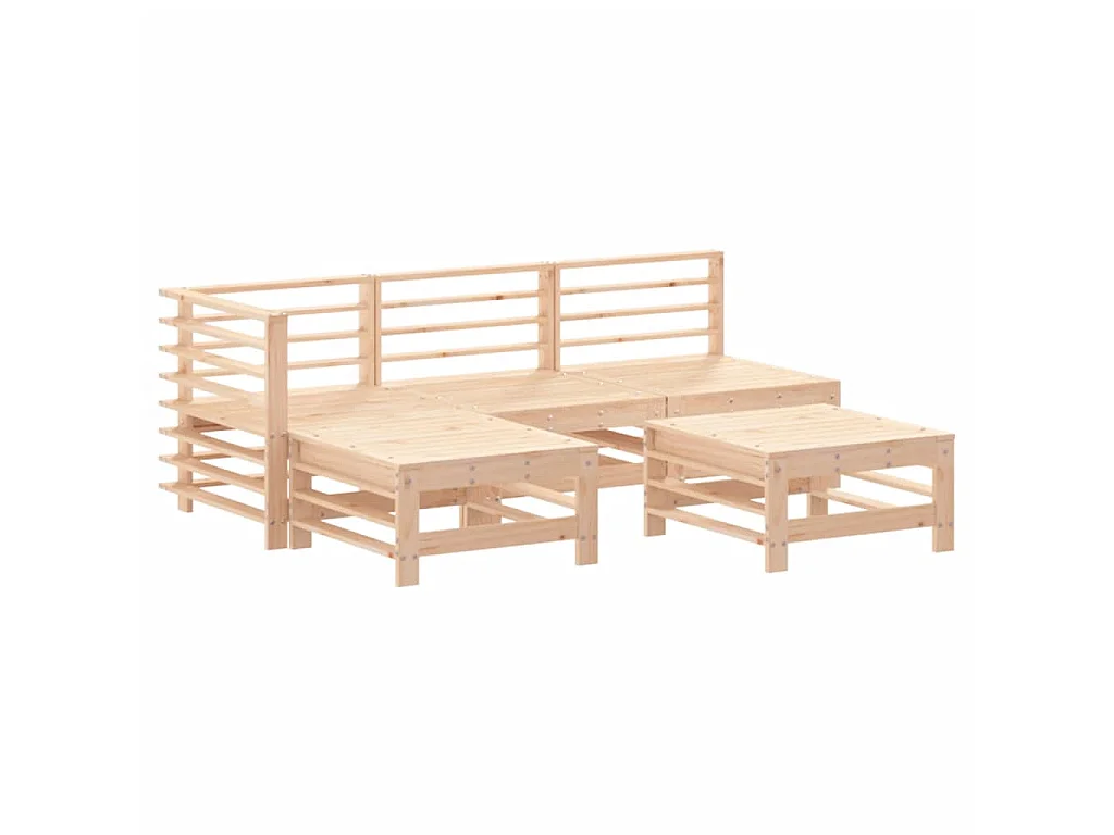 Set Salotto da Giardino 5 pz in Legno Massello di Pino